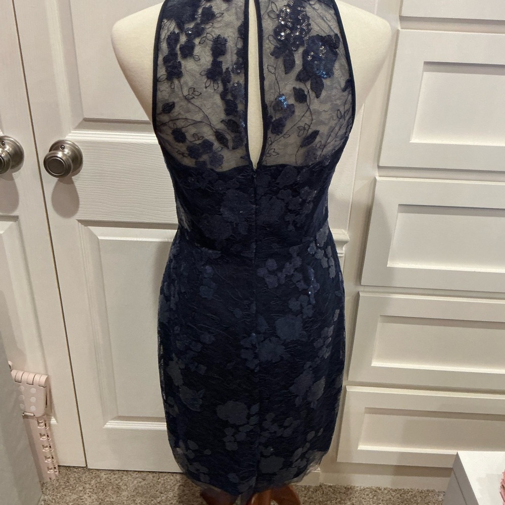 ANTONIO MELANI Midnight Blue Lace Midi Dress - Picture 7 of 11